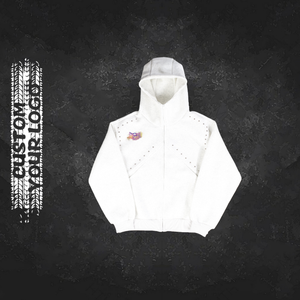 Sweat à capuche zippé pour homme en molleton 100% coton épais d'hiver avec col rond, longueur régulière, coupe ample, imprimé lettres, XXS - Product Image 1