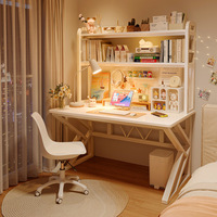 Bureau d'ordinateur simple avec étagère intégrée pour étudiant, maison, chambre, bureau, en panneau perforé
