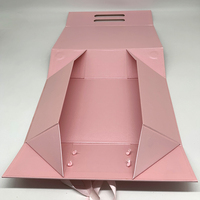 Luxuriöse Rosa Magnetverschluss-Kleidungs- und Schuhboxen Faltbare Karton-Geschenkverpackungen mit Bandgriff