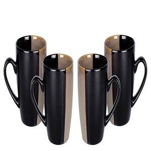 Vente de bols à soupe, assiettes et ensembles de couverts en céramique de style nordique noir et or, pour les réunions de famille occidentales - Product Image 2