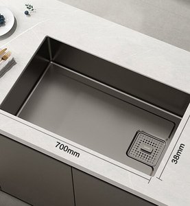 Grand évier de cuisine à cuve unique en acier inoxydable 304 épaissi avec revêtement nano pour usage domestique, lavage de légumes et de vaisselle - Product Image 2