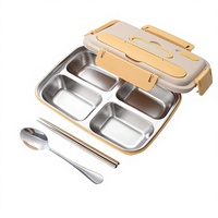 Promotionele 1500ml draagbare lunchbox, magnetronbestendig, gepersonaliseerd logo, 304 roestvrijstalen lunchbox met 3/4 compartimenten