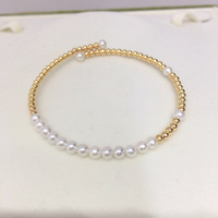 Bracelet de perles de bébé extensible de haute qualité, perles d'eau douce naturelles, perles de tourmaline, perles dorées, petites perles de riz