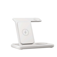 Chargeur sans fil multifonction pliable 3-en-1 avec veilleuse, support de lampe à charge rapide en PC pour téléphone portable