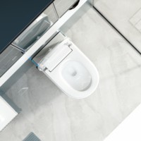 WC intelligent mural monobloc en céramique de style moderne avec télécommande, siège chauffant, double chasse et bidet intelligent à siphon en S