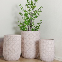 Pots de fleurs en céramique modernes, motif circulaire sculpté à la main, design minimaliste écologique pour plantes vertes d'intérieur/extérieur