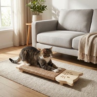 Grattoir pour chat en bois de pin naturel avec plateau en sisal, jouet pour chat
