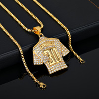 Messi 30 en acier inoxydable, best-seller européen et américain pour le n° Collier avec pendentif en diamant plaqué or 30 carats et chaîne en perles