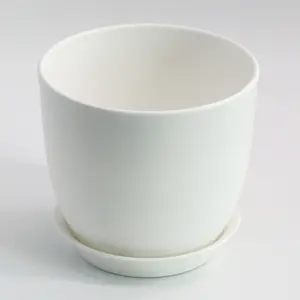 Fabrieksprijs 14Cm * 12.7Cm 5 Stuks Plastic Witte Pot Planter Met Dienblad Voor Tuinieren Planten