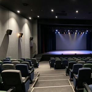 Panneaux acoustiques en fibre de polyester ignifuge Qinsound, résistants aux chocs, absorbant le son, pour <span class=keywords><strong>les</strong></span> salles de cinéma - Product Image 1