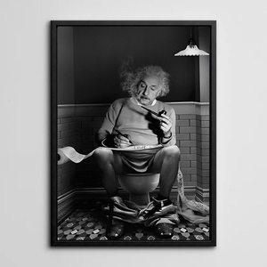 Décor mural encadré noir pour salles de bain, toilettes publiques ; Affiches de films et panneaux amusants pour toilettes pour hommes et femmes - Product Image 2