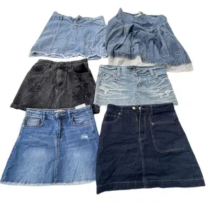 Wenzhou Hongyang wholesale Factory ladies used jeans mini skirt in bales for sale