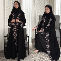 Vêtement d'extérieur une pièce pour femme, noir, long, modeste, respirant et léger, avec empiècements en dentelle Nida, à manches longues, idéal pour l'été – Vente en gros