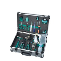 Kit de fibre optique FTTH Pro'sKit PK-9458 de 19 pièces pour le câblage réseau, la connexion à froid de la fibre, la maintenance, le test, l'installation, la réparation