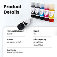 Encre de recharge en vrac compatible Premium 115 couleurs 114 013 014 Tinta pour imprimantes Epson L8160 L8180 L8168 L8188 ET-8500 ET-8550
