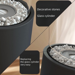Cheminée au bioéthanol pour l'intérieur et l'extérieur, design moderne et écologique, foyers autoportants en acier et bois avec revêtement en poudre pour table - Product Image 4