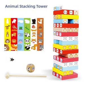 <span class=keywords><strong>Jeu</strong></span> de construction en <span class=keywords><strong>bois</strong></span> pour enfants : <span class=keywords><strong>Tour</strong></span> d'empilage à plusieurs niveaux avec animaux, blocs arc-en-ciel, <span class=keywords><strong>jeu</strong></span> de dessin, jouet éducatif - Product Image 1