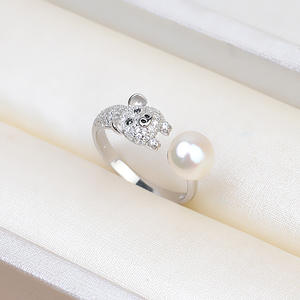 Bague ajustable artisanale en argent S925 pour femme, motif cochon du zodiaque, perle Wenchi, modèle 17024, bijoux pour sublimer votre style - Product Image 3