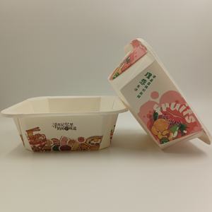 Boîte à lunch en papier kraft jetable avec logo personnalisé, récipient à salade, bol en papier octogonal avec couvercle - Product Image 1