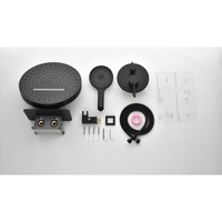 Ensemble de douche moderne noir mat encastré avec pommeau de pluie et douchette à double sortie en laiton massif, eau chaude et froide pour salle de bain