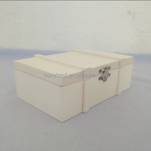 Trang trí bằng gỗ màu trắng Thùng với bản lề nắp và bạc clasp gỗ lưu niệm hộp lưu trữ trường hợp để đóng gói quà tặng, bán lẻ - Product Image 4