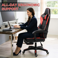 Chaise de bureau inclinable AOR à dossier haut en cuir PVC, avec support lombaire en mousse épaisse, réglable en hauteur, roulettes silencieuses, vente en gros usine