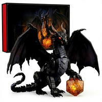 Dragon pour ensemble de blocs de construction en plastique, modèle d'assemblage 3D DIY, kit de puzzle animalier créatif pour la décoration de bureau, pour collectionneurs et tous les âges