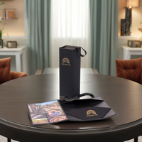 Boîte cadeau magnétique pliable personnalisée, boîte à vin noire de luxe, emballage pour une seule bouteille de vin