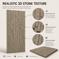 Panneau mural imperméable MORLENX en PU taupe imitation pierre, léger, texture rocheuse 3D pour façade de villa, extérieur, intérieur domestique