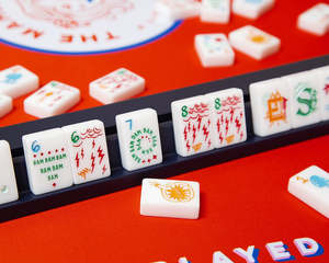 Juego de Fichas de Mahjong Cuadradas de Acrílico de Una Sola Capa de Lujo Limitado Santa <span class=keywords><strong>Monica</strong></span>, Fichas de Mahjong Americanas con Patrones Creativos para Jugadores - Product Image 6
