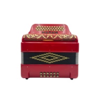 SEASOUND OEM JB3412D Accordéon Diatonique Professionnel Rouge avec Grille Dorée et Boutons Dorés 34 Boutons 12 Basses 5 Enregistrements