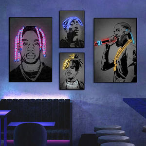 Неоновые световые панели для декора: музыкальная стена для столовой, KTV, в стиле хип-хоп, с изображением рэпера, настенное панно, место происхождения - Product Image 4