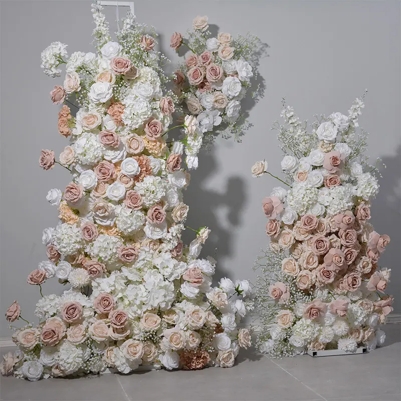 Bunga pernikahan putih dekorasi meja taplak latar belakang bunga baris bunga bunga buatan