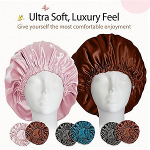 Bonnet de nuit réversible à double couche avec logo personnalisé, bonnet en satin élastique de qualité supérieure pour femmes - Product Image 5