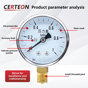 Manômetro Mecânico Y-60 com Montagem Radial para Ar Água Óleo Sistemas Hidráulicos Medidor de Pressão - Product Image 3