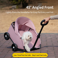Poussette pliable légère en acier au carbone pour animaux de compagnie, chariot pour chien et chat avec auvent, quatre roues, toutes saisons, transporteur de voyage extérieur avec fermeture éclair