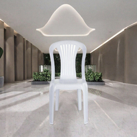 Chaise de salle à manger monobloc sans accoudoirs en plastique blanc moderne empilable, dossier haut, pour événements, restaurant, fête, jardin, école, villa