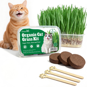 Kit de Cultivo de Hierba para Gatos, Orgánica y de Cosecha Tradicional, para Gatos de Interior |   Sin OMG |   Fibra de <span class=keywords><strong>Coco</strong></span> |   Contenedor Libre de BPA |   Jardinería - Product Image 1