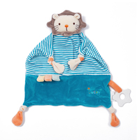 Couverture personnalisée pour nouveau-né en coton doux Lovey Serviette d'apaisement Éléphant Anneau de dentition Bébé Couette Couverture Jouet