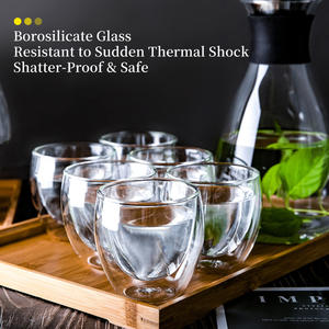 Tazas <span class=keywords><strong>de</strong></span> Café <span class=keywords><strong>de</strong></span> Vidrio <span class=keywords><strong>de</strong></span> Borosilicato <span class=keywords><strong>de</strong></span> Doble Pared Personalizadas al por Mayor, Aislantes del Calor para Agua, Jugo, Té Verde, Vaso para Beber - Product Image 3