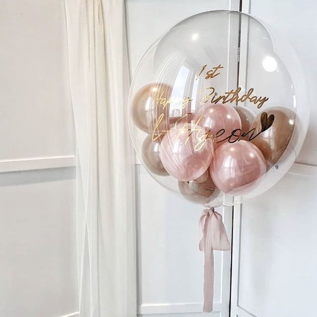 EMAY Factory Logo Printing 18inch BOBO Balloon Inflatable Crystal Transparent Bubble Balloon for Birthday Party Decorations