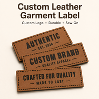 Fabricant d'étiquettes de vêtements en gros, étiquettes personnalisées pour jeans, OEM ODM, étiquette en PU marron gaufrée à coudre