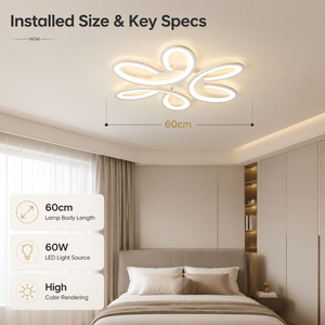 Modern Acrylic Led <b>Ceiling</b> <b>Light</b> 60W <b>Remote</b> Dimmable Tri Color Surface Mount High Cri For Home Bedroom Living Room - Product Image 4