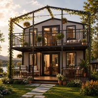 Casa Contenedor de Acero Prefabricada de Lujo Moderna de 20/30/40 Pies, Expandible, con Baño y Cocina, para Uso en Villas