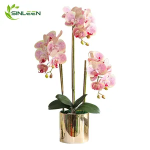 Decorative Plant Phalaenopsi Orchid Pink Silk Home High Quality Faux Orchidee Wholesale Artificial Flower