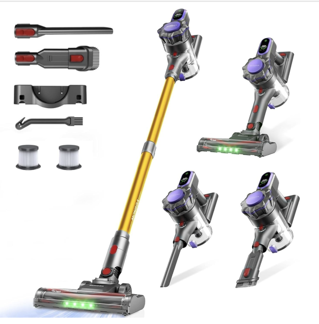 45KPa High Suction MONSGA MV3 Cordless Stick Vacuum Cleaner with Wet Dry Function for Hard Floor Carpet Pet Hair Car Outdoor Use