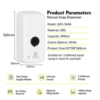 Distributeur automatique de savon pour shampooing intelligent à capteur mural de grande taille 1000 ml, nouveau matériau ABS pour les hôtels