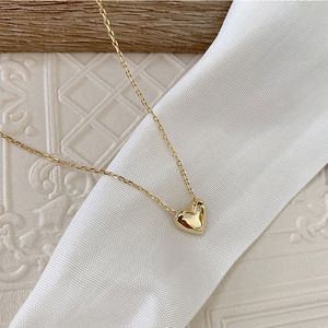 Collar Sencillo de Moda con Colgante de Corazón y Cadena Fina, Chapado en Oro de 14K y Plata de Ley <span class=keywords><strong>925</strong></span> Pura, Joyería para Mujeres y Chicas - Product Image 3