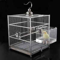 Cage en acrylique personnalisée mangeoire à oiseaux receveur de graines plateau Cage avec crochets en acier inoxydable pour petits oiseaux perroquets canari Cage pour animaux de compagnie