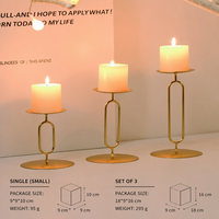 Décorations de table en fer, lot de 3 bougeoirs noirs et dorés pour la décoration intérieure, Noël, vente en gros